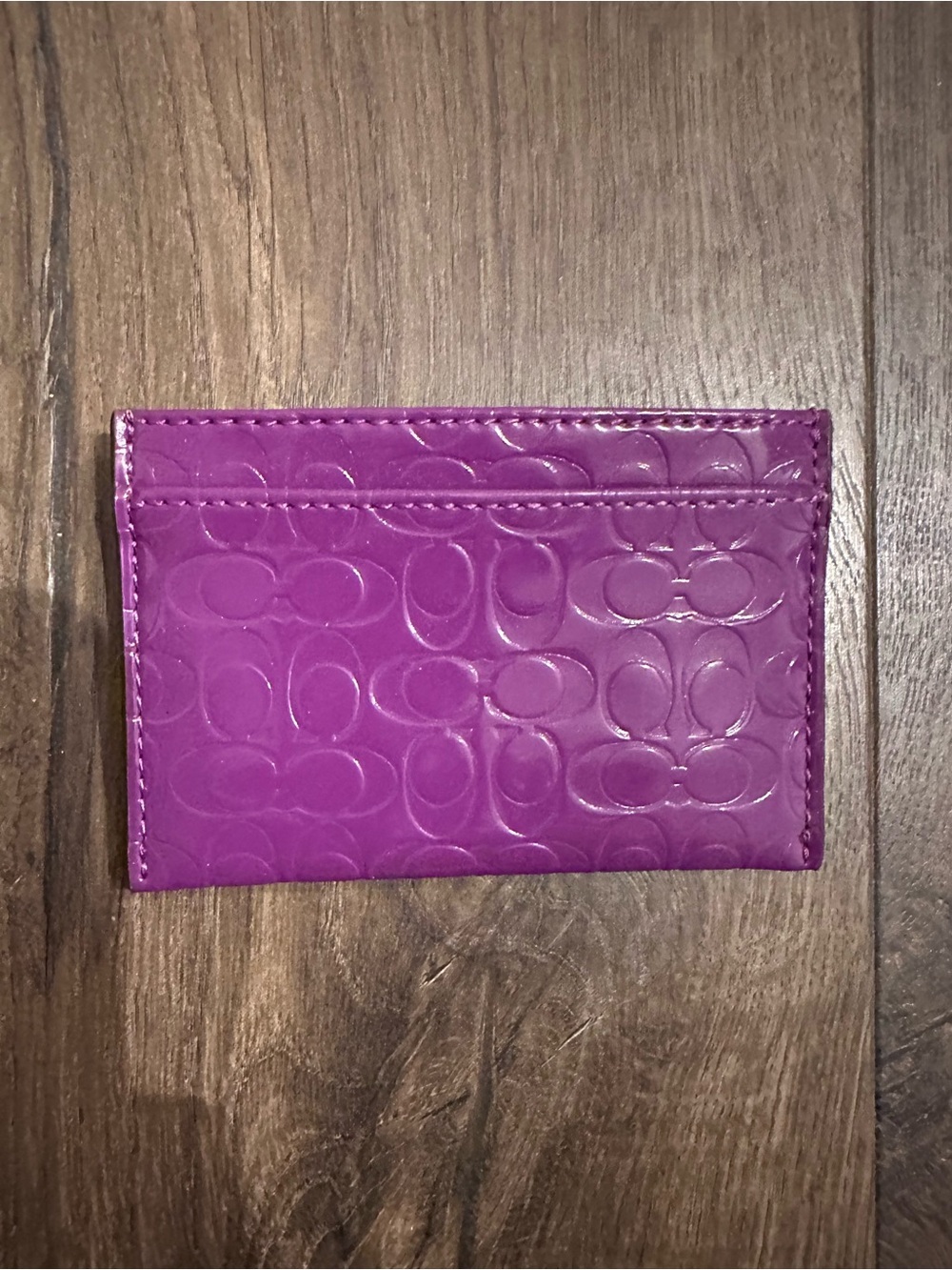 Coach Purple Patent Embossed Signature Card Holder